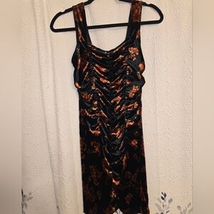 Free Press Black and Brown Ruched Mini Dress